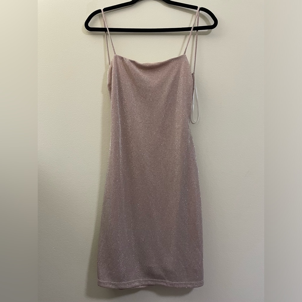 Windsor Shimmer Backless‎ Mini Dress in nude pink - M
